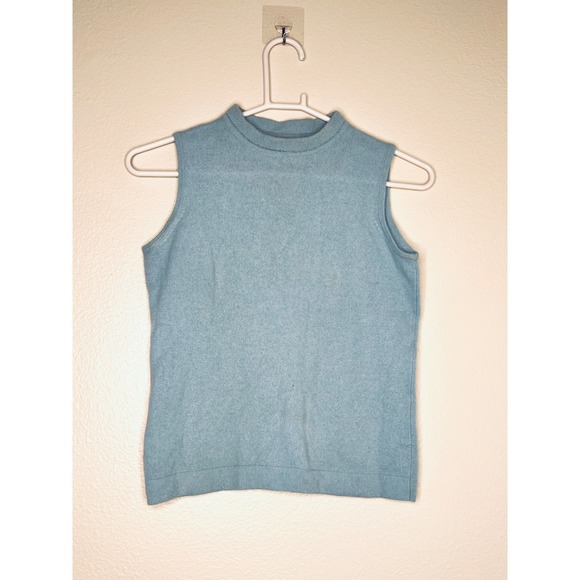 ONLY AT BLOOMINGDALE'S Sweaters - BLOOMINGDALES 100% Cashmere vintage Sleeveless Mock Neck Top Light Blue Size S